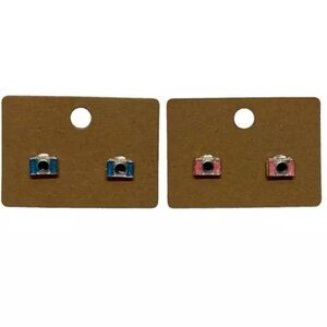 Claire's Sensitive Solutions Camera Earrings Pink Blue Photo Cameras 2 Pairs New